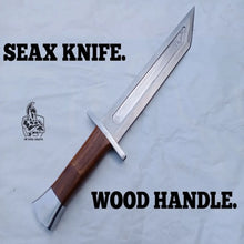 Load image into Gallery viewer, Wolfsteel Guard Seax 13" Handmade Carbon Steel Blade with Cross Guard