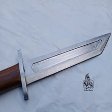 Load image into Gallery viewer, Wolfsteel Guard Seax 13" Handmade Carbon Steel Blade with Cross Guard