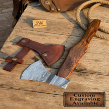 Load image into Gallery viewer, Damascus Skeggox Bearded Viking Axe with Hardwood Handle