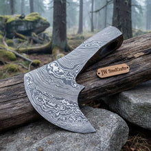 Load image into Gallery viewer, Historic Norse Skeggøx Bearded Axe Head — Traditional Pattern-Welded Forging