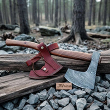 Load image into Gallery viewer, Hand-forged Damascus Bearded Axe for Bushcraft &amp; Trail Work