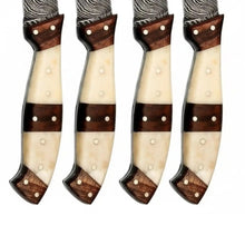 Load image into Gallery viewer, 5-Piece Handmade Damascus Steak Knife Set, Bone &amp; Rosewood Handle, Premium Dining Knives