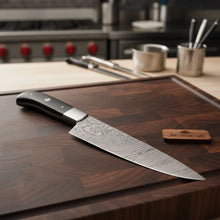Load image into Gallery viewer, Handcrafted Damascus Steel Chef Knife, Black Resin Handle, Japanese Kitchen Blade by JW SteelCrafts
