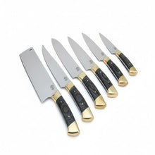 Load image into Gallery viewer, J2 Steel Mirror Polished Kitchen Knife Set with Black Pakka Wood Handles