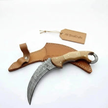 Load image into Gallery viewer, Custom Handmade Damascus Steel  Full Tang Karambit Knife