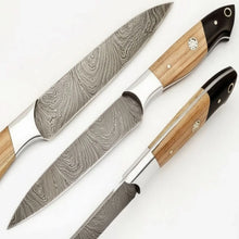 Load image into Gallery viewer, 9" Handmade Damascus Steel Utility Knife with Olive Wood Handle