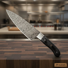 Load image into Gallery viewer, Custom Damascus Gyuto Chef Knife, Handmade Professional Cooking Knife with Steel Bolster by JW Steel