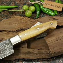 Load image into Gallery viewer, Full Tang Japanese Design Gyuto Knife – Handmade Damascus Chef Knife with Grey Wood Handle