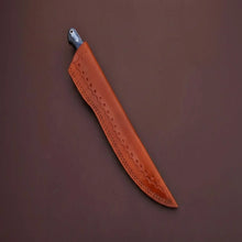 Load image into Gallery viewer, Handcrafted Damascus Steel Fish Fillet Knife with Blue Pakka Wood Handle and Leather Sheath