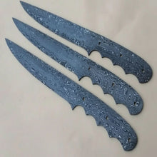 Load image into Gallery viewer, Custom Handmade Damascus Steel Fillet Knife Blank Blades Set of 3 – Full Tang Twist Pattern Flexible Fillet Knife Blanks for Custom Handle Making JW SteelCrafts