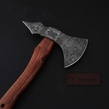 Load image into Gallery viewer, Double-Bit Damascus Axe Head with Rear Spike Variant