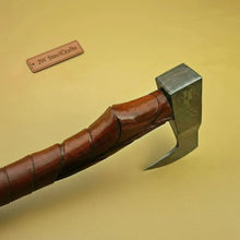 Load image into Gallery viewer, Custom Handmade Damascus steel Viking axe With Pure Leather sheath