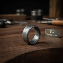Load image into Gallery viewer, Flat Twist Damascus Wedding Band with Bold Wavy Pattern