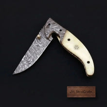 Load image into Gallery viewer, Frontrunner Camel Bone folding knife with Leather Sheath