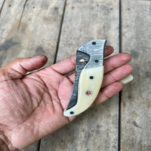 Load image into Gallery viewer, Frontrunner Camel Bone folding knife with Leather Sheath