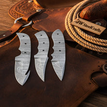 Load image into Gallery viewer, Handmade Damascus Steel Blank Blade Skinner Knife - Lot of 3/ For Knife Making