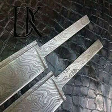 Load image into Gallery viewer, Ironclad Seax Blade Set 9" Handmade Damascus Steel Blade Blanks for Knife Making