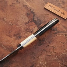 Load image into Gallery viewer, 5 piece Handmade Damascus Kitchen Knife Set with Black Resin White Bone and Rosewood Handles