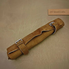 Load image into Gallery viewer, 5-Piece Damascus Knife Set Orange Black Pakka Wood Handles with Hammered Tsuchime Blades