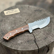 Load image into Gallery viewer, Damascus Tracker Knife Multi Edge Fixed Blade Sawback Outdoor Tool