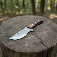 Load image into Gallery viewer, Damascus Tracker Knife Multi Edge Fixed Blade Sawback Outdoor Tool