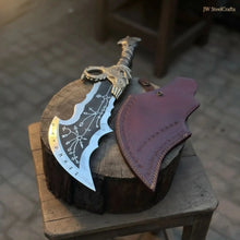 Load image into Gallery viewer, Blades of Chaos Replica Inspired Crescent Blade With Leather Sheath