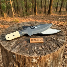 Load image into Gallery viewer, Straight Back Hunting Knife 5 Inch black powder coated Blade