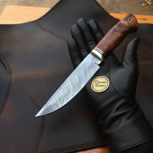 Load image into Gallery viewer, Brass Bolster Carving Chef Knife with Rosewood Handle and Layered Steel Blade