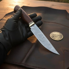 Load image into Gallery viewer, Brass Bolster Carving Chef Knife with Rosewood Handle and Layered Steel Blade