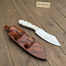 Load image into Gallery viewer, Handmade Carbon Steel Hunting Knife with White Epoxy Resin Handle