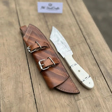 Load image into Gallery viewer, Handmade Carbon Steel Hunting Knife with White Epoxy Resin Handle