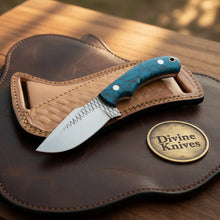 Load image into Gallery viewer, Turquoise Marble Rasp Cowboy Knife with Curved Rasp-Style Blade