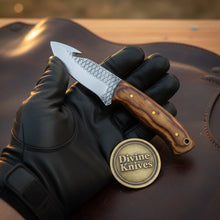 Load image into Gallery viewer, Hand-Forged Rasp Steel Wood Gut Hook Knife