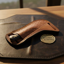 Load image into Gallery viewer, Black Infused Resin Rasp Cowboy Knife with Marbled Black Handle