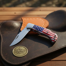 Load image into Gallery viewer, American Flag Lockback Pocket Knife with Patriotic Folding Blade