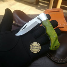 Load image into Gallery viewer, Lime Green Resin Lockback Pocket Knife with Carbon Steel Blade