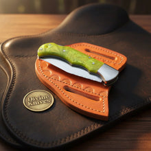 Load image into Gallery viewer, Lime Green Resin Lockback Pocket Knife with Carbon Steel Blade