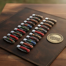 Load image into Gallery viewer, Damascus Folding Pocket Knife Lot with Assorted Color Handles