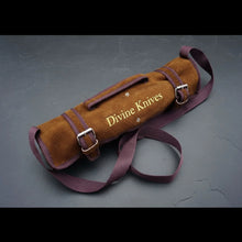 Load image into Gallery viewer, Bone Handle Caping Knife Set with Tooled Leather Roll Case