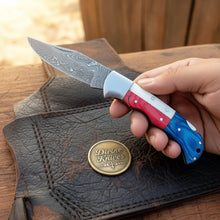 Load image into Gallery viewer, Americana Folding Pocket Knife with Patterned Steel Blade