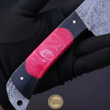 Load image into Gallery viewer, Damascus Pattern Nakiri Cleaver Knife with Red Resin Handle