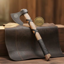 Load image into Gallery viewer, Norse Symbol Viking Axe with Leather Wrapped Wood Handle