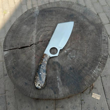 Load image into Gallery viewer, Sheepsfoot Fixed Blade Knife Polished Blade Thumb Hole Resin Handle