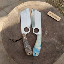 Load image into Gallery viewer, Mini Cleaver Knife Western Style Utility Cleaver Thumb Hole Resin Handle Fixed Blade