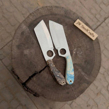Load image into Gallery viewer, Mini Cleaver Knife Western Style Utility Cleaver Thumb Hole Resin Handle Fixed Blade
