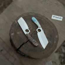 Load image into Gallery viewer, Mini Cleaver Knife Western Style Utility Cleaver Thumb Hole Resin Handle Fixed Blade