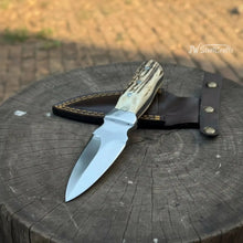 Load image into Gallery viewer, Handmade Dagger Knife with Stag Antler Handle | Full Tang Fixed Blade