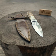 Load image into Gallery viewer, Handmade Dagger Knife with Stag Antler Handle | Full Tang Fixed Blade