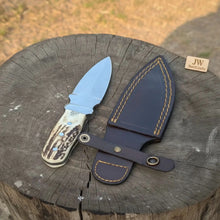 Load image into Gallery viewer, Handmade Dagger Knife with Stag Antler Handle | Full Tang Fixed Blade