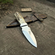 Load image into Gallery viewer, Handmade Dagger Knife with Stag Antler Handle | Full Tang Fixed Blade